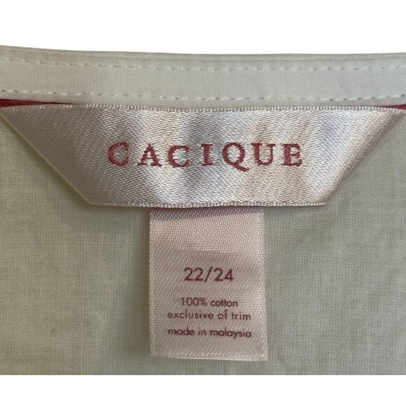 Cacique Top Women 22/24 White Floral Plus Size Tunic Swimsuit Cover Up Summer - Picture 4 of 7